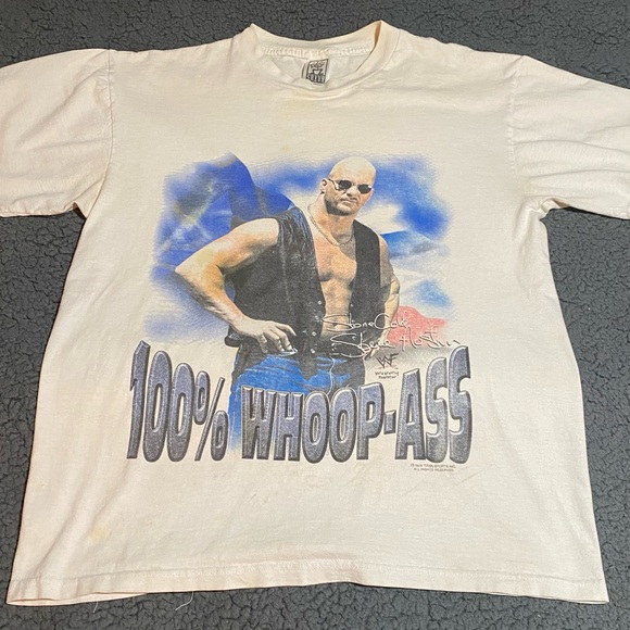 Vintage 1998 WWE Stone Cold Steve Austin White T Shirt Sz L